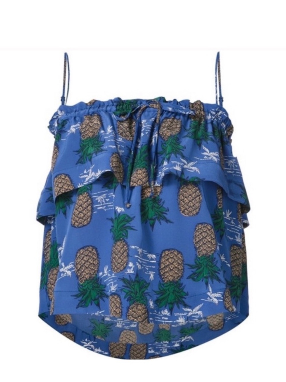 Sea New York Pineapple Ruffle Tank Top Beach Vacation Boho Resort Island